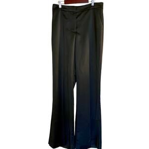 Jason Wu Women's Size 6 Black Satin Wide Straight Leg Pant with Side Slit